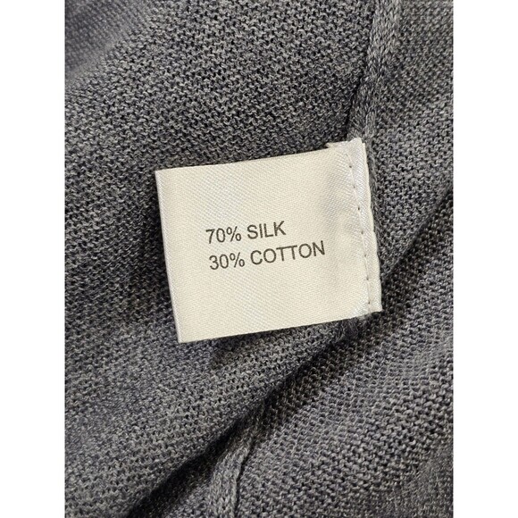LM Women's S Cullen Silk Cotton Open Front Light Weight Cardigan Sweater in Gray - Picture 7 of 8